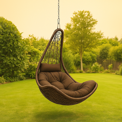 WillowDrop Wabi-Sabi Cocoon Swing Chair – Japandi Organic Boho-Scandinavian Garden & Patio Swing Chair