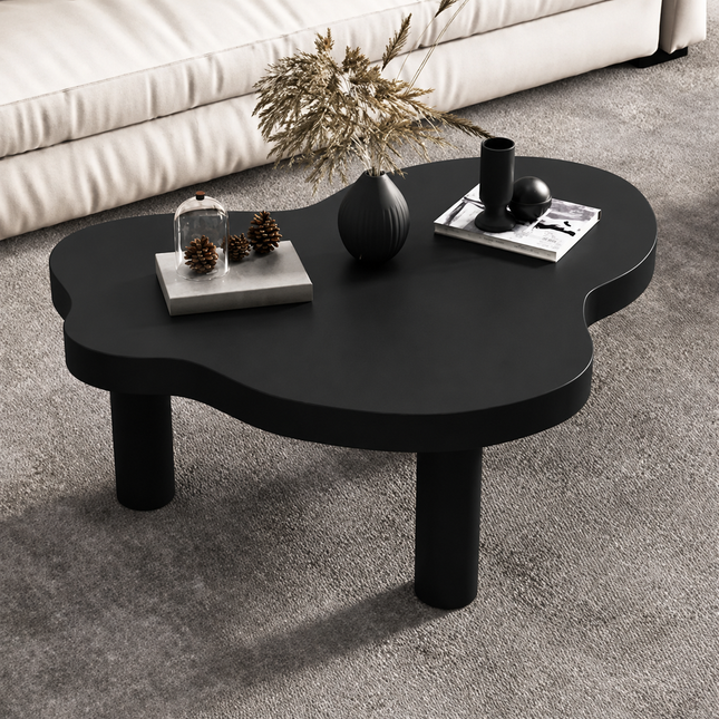 Tocantins Cloud Coffee Table – In Stock Solid Black Matte Organic Nordic Center Table