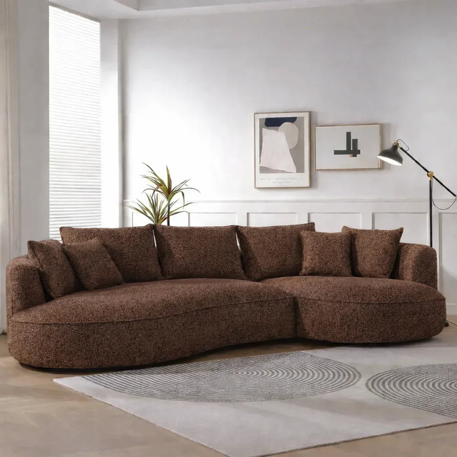 Boucle Breeze Curved Luxury Sofa - Elegant Boucle Couch for Modern Interiors - Uber Decor