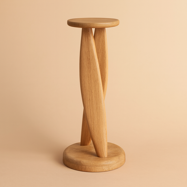 The Helix Stand – Custom Sculptural Wooden Side Table with Twisted Base in Organic Style for Living Room or Sofa Side Use - Uber Decor