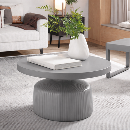 Kolar Wabi-Sabi Sculptural Japandi Coffee Table – Mid-Century Scandinavian Solid Wood Center Table with Solid Base for Living Room