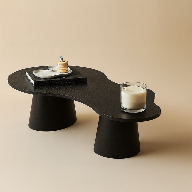 Vistula Mid Century Modern Japandi Coffee Table Scandinavian Freeform Center Table with Cylindrical Legs Custom Made for Living Room - Uber Decor