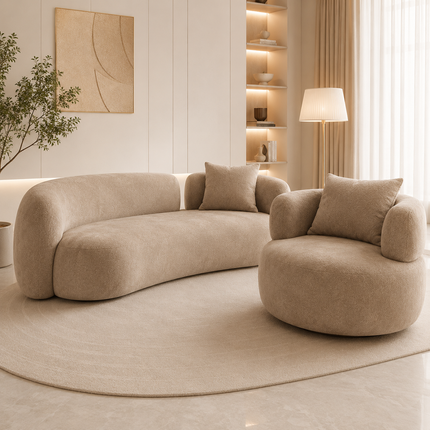 SkyHaven Cloud Lounge Sofa - Ultra-Soft Curved Couch for Minimalist Living Rooms