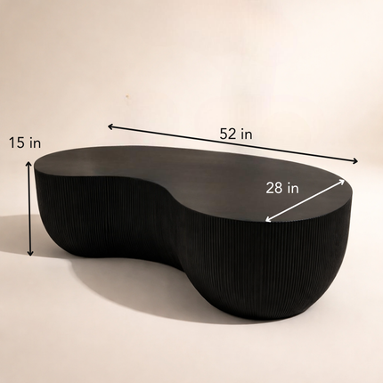 Rokel Wabi-Sabi Organic Sculpt Coffee Table – Japandi Minimalist Ribbed Center Table for Luxury Living Room