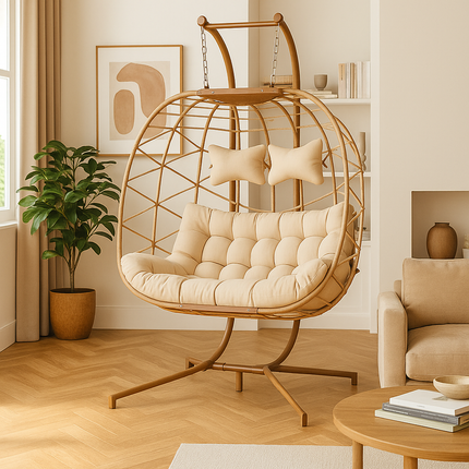 SkyDune Cocoon Swing Chair – Relaxed Contemporary Living | Boho Modern Structure | American Inspired | Porch & Living Room Swing Chair for Patios, Balconies, Studies & Gardens