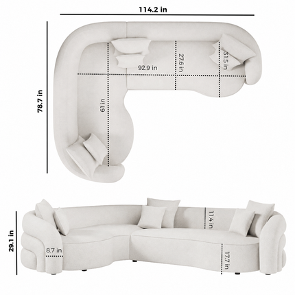 Lubeck Sculptural Sectional Sofa with Organic Silhouette Customisable Luxury Corner Couch for Elegant Contemporary Interiors