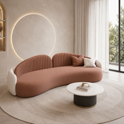 Bristol Luxury Modern Curved Sofa with Channel Tufted Backrest Customisable Designer Couch for Living Room