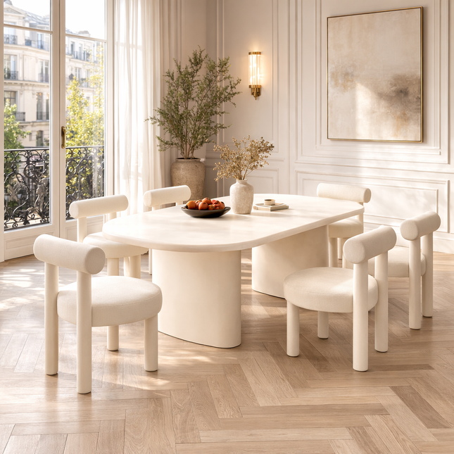 Zerano Organic Shape Dining Table Modern Minimalist Sculptural Base Designer Dining Table for Dining Room
