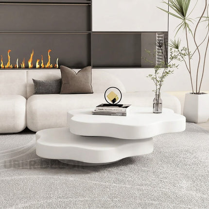 Cedar Elan End Table – Ready to Ship White Matte Folding Rotating Coffee Table