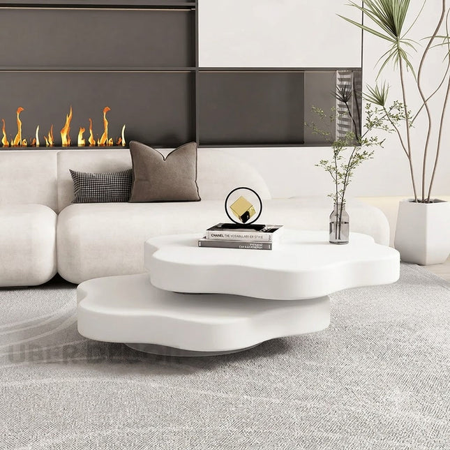 Cedar Elan End Table – Ready to Ship White Matte Folding Rotating Coffee Table