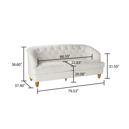 Nestrel Rolled‑Back 3‑Seater Tufted Sofa – Traditional American Modern Couch for Living Room - Uber Decor