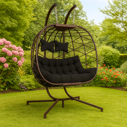 SkyDune Cocoon Swing Chair – Relaxed Contemporary Living | Boho Modern Structure | American Inspired | Porch & Living Room Swing Chair for Patios, Balconies, Studies & Gardens