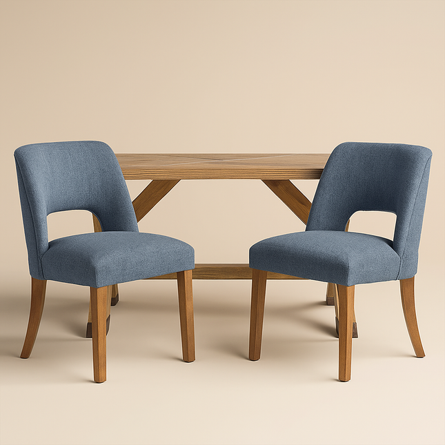 Vion Dining Chair Set of 2 Custom Made Mid Century Modern Design with Curved Back Ideal for Dining Room Formal Dining Area - Uber Decor