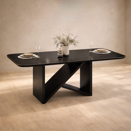 Midnight Gather Modern Dining Table with Sculptural Base for Dining Room and Modern Home Interiors