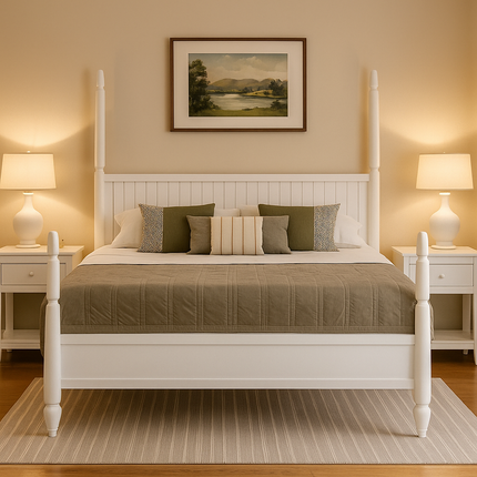 TeakRise Wabi Sabi Four-Poster Panel Bed for Boutique Hotel Suites - Uber Decor