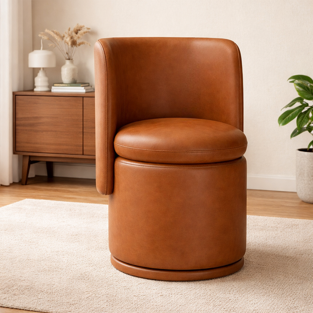 Erona Modern Barrel Chair with Rounded Back and Cylindrical Base Perfect for Bedroom Living Room or Accent Corners
