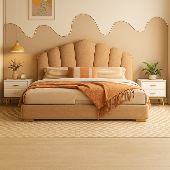 Petalrest Shell Bed – Modern Chic with Hidden Storage for Bedroom Bliss - Uber Decor