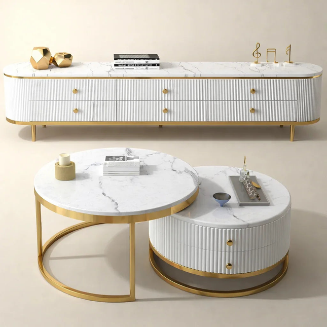 Auralis Ring – Luxury TV Cabinet, European Inspired Fluted Console