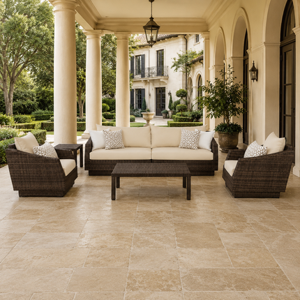 Leafelle Sofa & Chair Set with Twin Tables Outdoor Seating for Poolside Patios, Garden Terraces & Tropical Decks