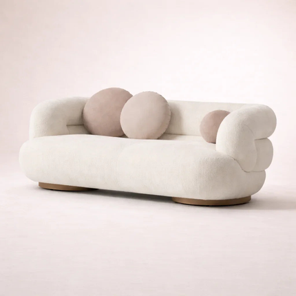 SereneCurve Luxury Bouclé Sofa – Contemporary 3-Seater Boucle Couch for Modern Living Rooms