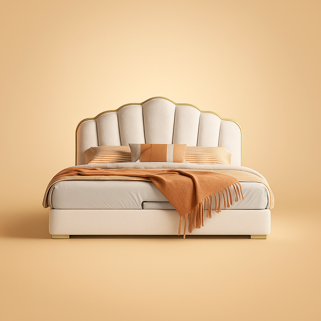 Petalrest Shell Bed – Modern Chic with Hidden Storage for Bedroom Bliss - Uber Decor