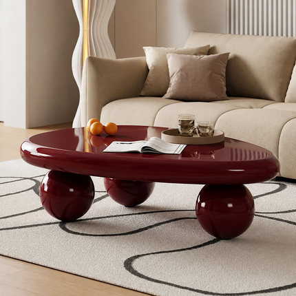 Rhine Lucido Coffee Table – Ready to Ship Burgundy High Gloss Postmodern Center Table