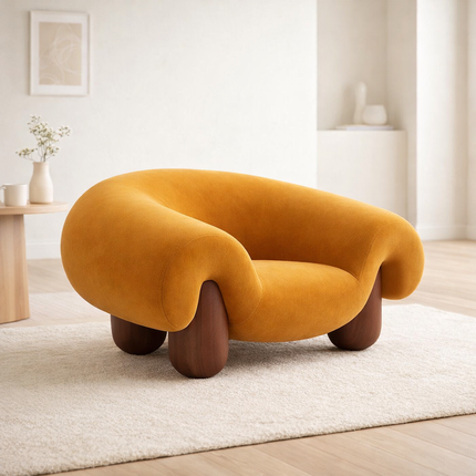 Sculpta Nest Lounge Chair Mid Century Modern European Inspired Solid Wood Legs Fixed Base Living Room Chair and Lounge Room