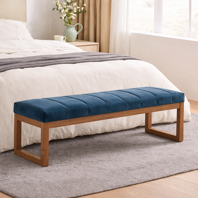 Artisan Weave Upholstered Bench Scandinavian Modern Living Dining Entryway Furniture