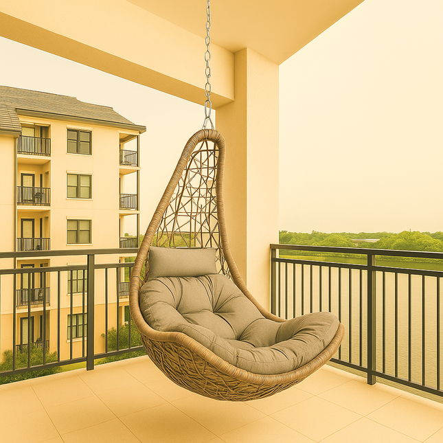 WillowDrop Wabi-Sabi Cocoon Swing Chair – Japandi Organic Boho-Scandinavian Garden & Patio Swing Chair