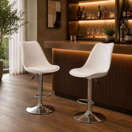 Ruvo Adjustable Hydraulic Bar Stool Modern Counter Chair Mid Century Contemporary Kitchen Island Breakfast Bar Cafe Pub Seating