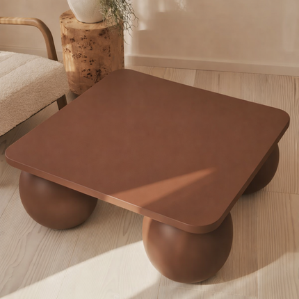 Zambezi Coffee Table Modern Contemporary Sculptural Designer Center Table Custom Finish Sphere Base Statement Table for Artistic Living Space