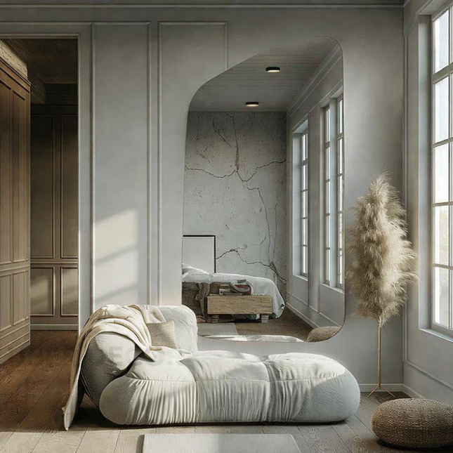 Lunara Frameless Asymmetrical Full Length Floor Mirror - Uber Decor