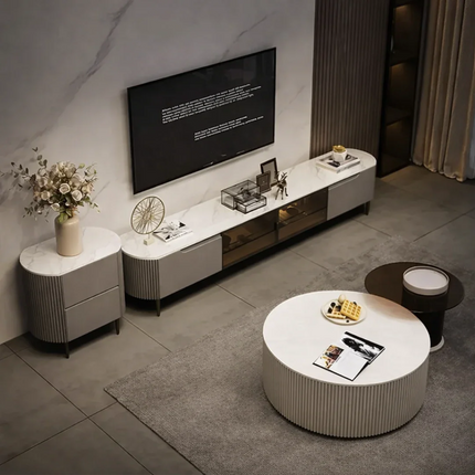 Tiber Oro Italian Luxury Round Coffee Table Tempered Glass Top High Gloss Finish Minimalist Centerpiece for Lounge and Living Suites