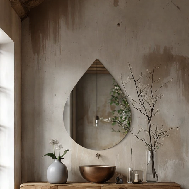 Mira Drop Frameless HD Mirror – Modern Raindrop Wall Mirror for Living Room, Bathroom & Bedroom