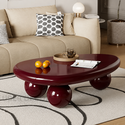 Rhine Lucido Coffee Table – Ready to Ship Burgundy High Gloss Postmodern Center Table