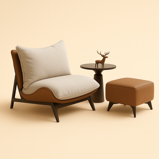 ARLO – Modern Nordic Lounge Chair with Ottoman | Designer Living Room Accent Recliner - Uber Decor