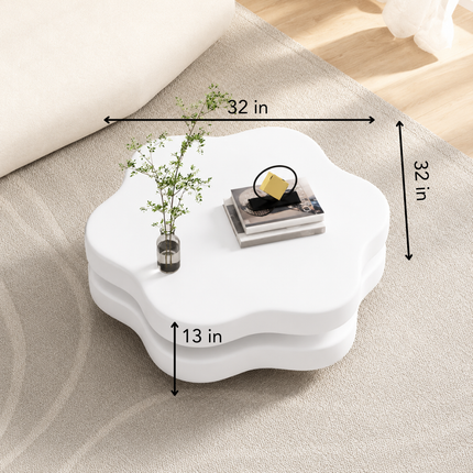 Cedar Elan End Table – Ready to Ship White Matte Folding Rotating Coffee Table