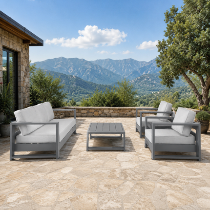 Patiora Sofa & Armchair Set Minimal Outdoor Seating for Terraces, Courtyards & Rooftop Patios