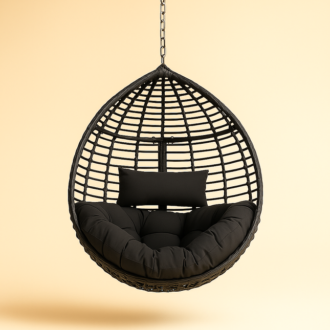 StoneNest Cocoon Swing Chair – Wabi-Sabi Japandi Organic Hanging Chair for Balcony, Garden & Living Room | Uber Decor