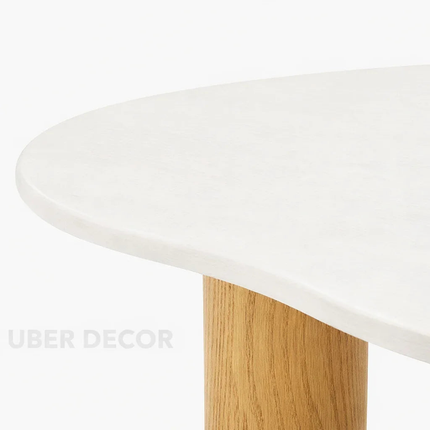 Tangon Wabi-Sabi Mid-Century Japandi Coffee Table – Organic Freeform Wooden Top Block Legs for Living Room