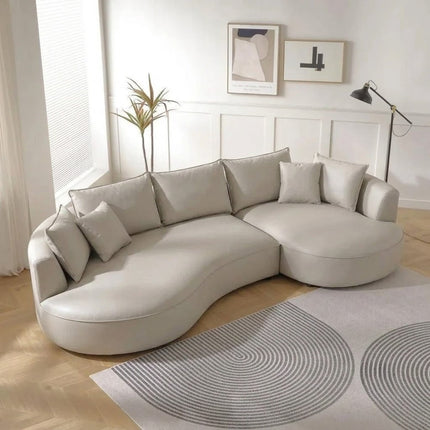 Boucle Breeze 105 in Curved Sofa – In Stock Faux Leather Luxury Couch