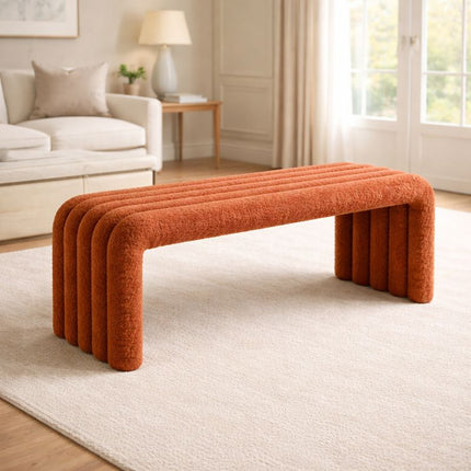 Nuvin Arc – Modern Nordic Bench with Sculptural Form | Minimalist Shoe Changing Stool for Entryways, Living Rooms, or Bedrooms