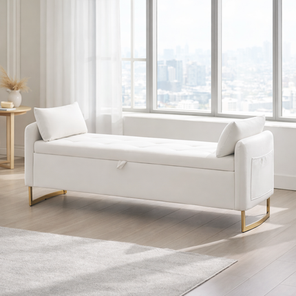 Norelle Contemporary Luxe Flip Top Storage Bench – Modern American-Inspired King Bed Companion for Bedroom & Lounge