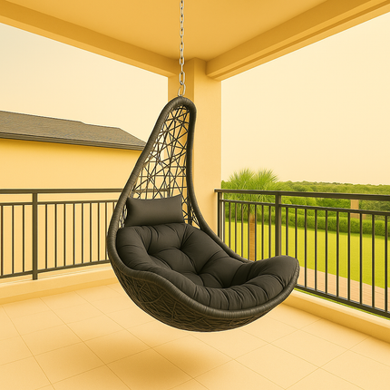 WillowDrop Wabi-Sabi Cocoon Swing Chair – Japandi Organic Boho-Scandinavian Garden & Patio Swing Chair