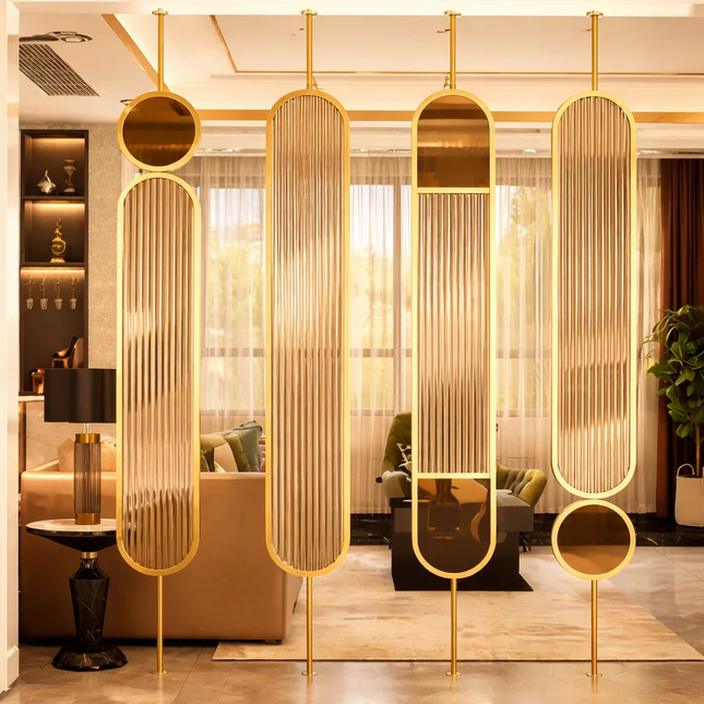 ARIN Fluted Glass Room Divider for Modern Residential Interiors