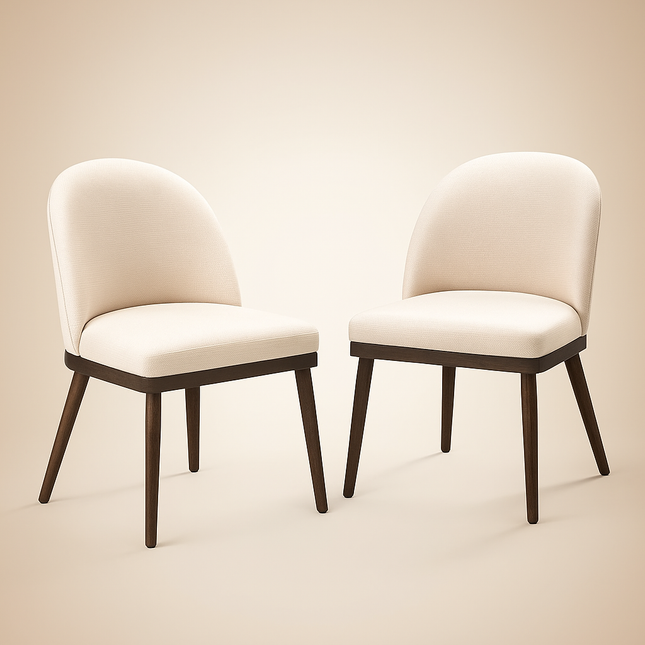 Evara Modern Dining Chair Set of 2 Mid Century Design Solid Wood Legs Custom Made Ideal for Dining Room Kitchen Dining Area - Uber Decor