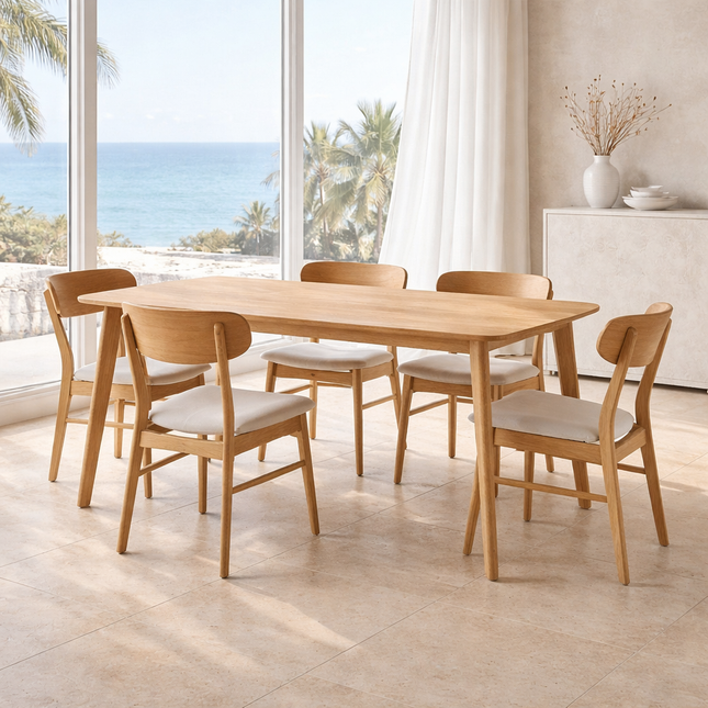 Trevara Fern Mid-Century Modern Wooden Dining Table for Kitchen Dining Area