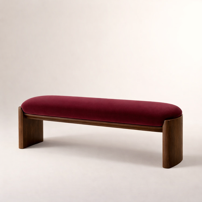 Sova Arc – Nordic Minimalist Solid Wood Bench with Comfort Cushion for Bedroom, Living Room, or Entryway