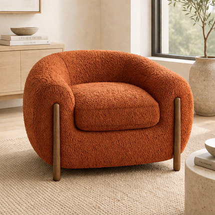 Tayra Accent Chair- Cute Oversized Upholstered Barrel Chair with Extra Depth and Height Seating