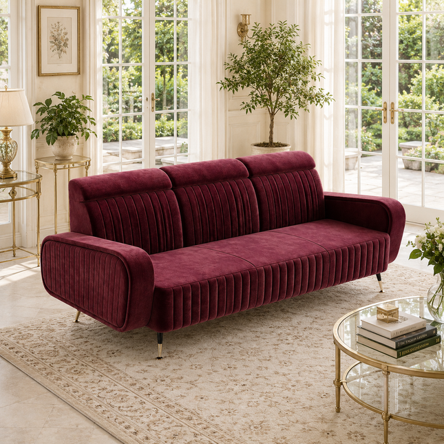 Como Luxury Modern Channel Tufted Sofa with Art Deco Inspired Design Customisable Designer Couch for Premium Contemporary Spaces